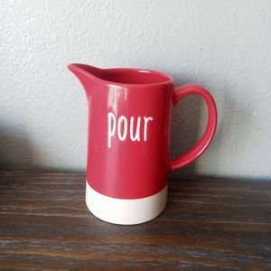 tabletops gallery two-tone red ceramic pitcher with handle